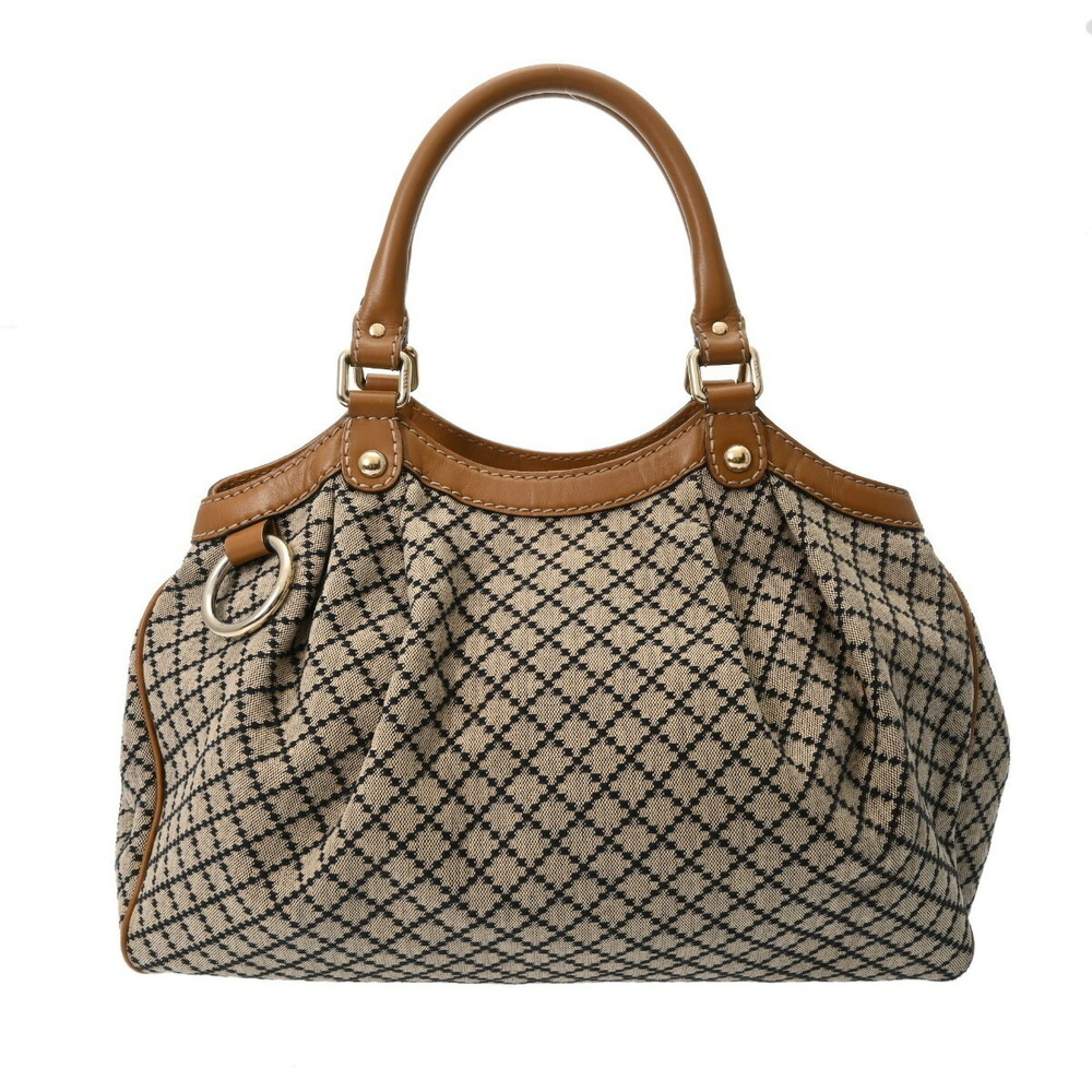 GUCCI Guccissima Sukey Beige Tan Brown Canvas Leather Handbag